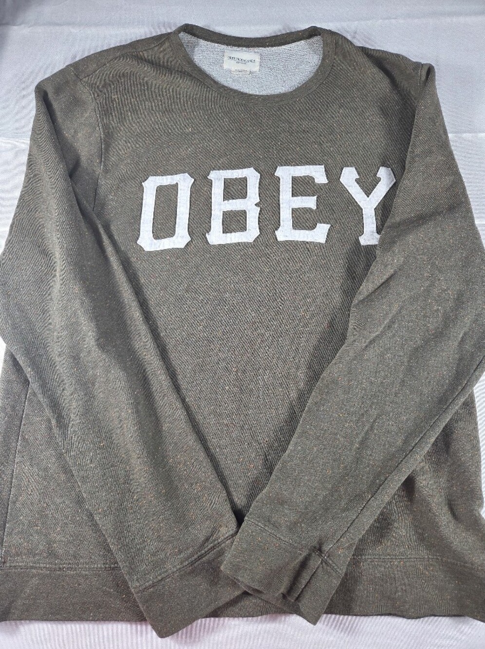 Obey Propaganda Olive Speckled Logo Crewneck XL